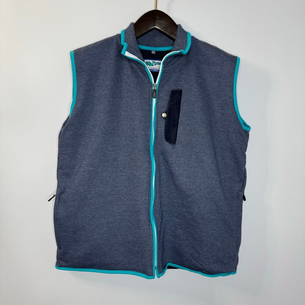 Wears Woody Men's Full Zip Vest Pockets Preppy Performance Coastal Size XL